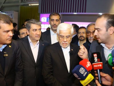 حضور دکتر محمدرضا عارف، معاون اول رئیس جمهور در غرفه ایمیدرو- نمایشگاه تقاضای ساخت و تولید ایرانی (تستا)