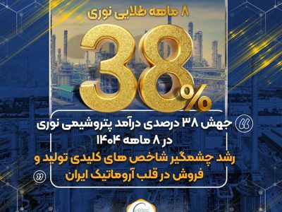جهش ۳۸ درصدی درآمد پتروشیمی نوری در ۸ ماهه ۱۴۰۴/رشد چشمگیر شاخص های کلیدی تولید و فروش در قلب آروماتیک ایران