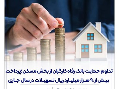 تداوم حمایت بانک رفاه کارگران از بخش مسکن؛ پرداخت بیش از ۹۰ هزار میلیارد ریال تسهیلات در سال جاری