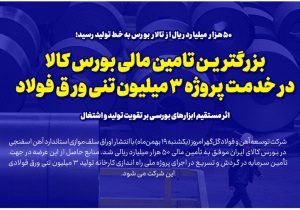 بزرگترین تامین مالی بورس کالا در خدمت پروژه ۳ میلیون تنی ورق فولاد/ اثر مستقیم ابزارهای بورسی بر تقویت تولید و اشتغال