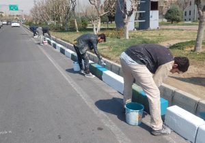 بهسازی چهره معابر منطقه ۲ با رنگ‌آمیزی ۲۰ کیلومتر جدول