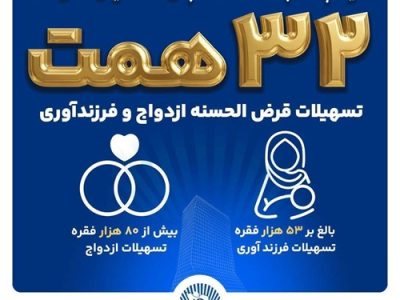 حمایت ۳۲ همتی بانک تجارت از جوانان و خانواده‌های ایرانی با اعطای ۱۳۳ هزار فقره تسهیلات ازدواج و فرزندآوری در سال ۱۴۰۴