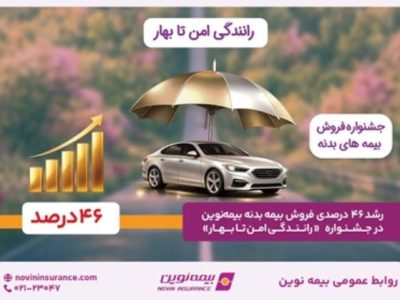 رشد ۴۶ درصدی فروش بیمه‌بدنه بیمه‌نوین در جشنواره «رانندگی امن تا بهار»