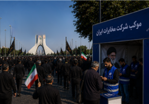 خدمات‌رسانی مواکب مخابرات در مراسم وداع و تشییع آقای شهید ایران