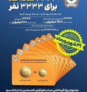 ۳۱ شهریورماه؛ آخرین مهلت شرکت در جشنواره بزرگ قرعه کشی حسابهای قرضالحسنه پسانداز بانک سپه